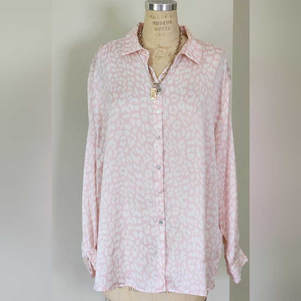Zara Light Pink and White Patterned Blouse